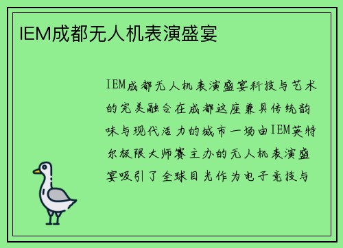 IEM成都无人机表演盛宴