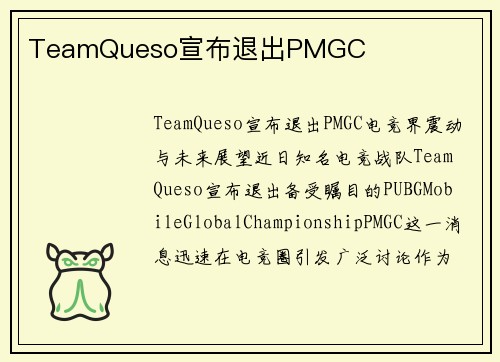 TeamQueso宣布退出PMGC